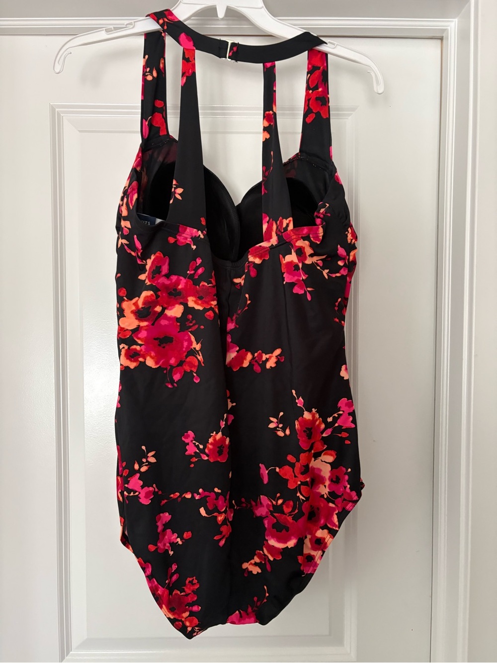 Swimsuits For All Black One-Piece Swimsuit with Pink & Orange Floral Print